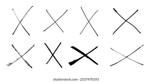 X grunge texture icon. Hand drawn sketch. Vector brush strokes. Abstract cross sign