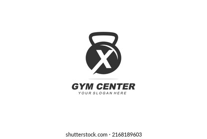 X gym logo design inspiration. Vector letter template design for brand.