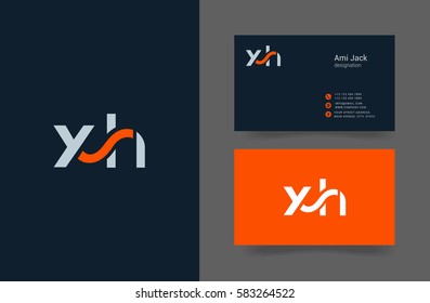 X & H Letter logo design vector element with Business card