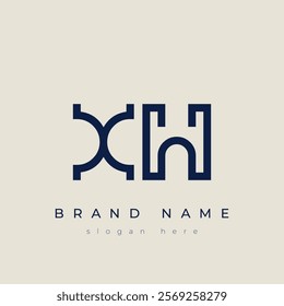 X and H logo design. XH abstract Letters Logo Monogram. This logo design is the process of creating a visual symbol that represents a brand, company, or individual.