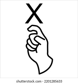 X hand sign - Deaf Language Hand Vector Signs - International Week of the Deaf 18 September - International Day of Sign Languages 23 September