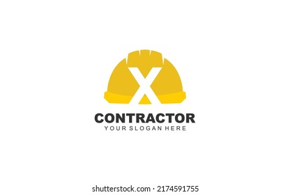 X Hard Hat Logo Design Inspiration. Vector Letter Template Design For Brand