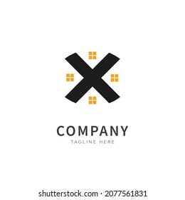 x Home- oder Cross-Road-Home-Logo. Vektorlogo einzeln