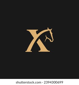 Vector de diseño de logotipo de carta de caballo X, letra X de plantilla de diseño limpia y plana,