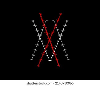 X X X Hot Logo, Barbed Wire Font Letters