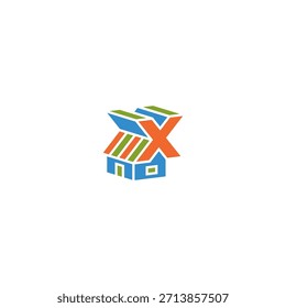 X house letter geometric shape logo design.