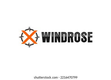 Diseño del logotipo del icono X con foco de objetivo de la rosa de la luna 