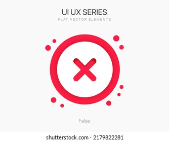 X icon. No symbol. Checkmark and cross icon. False icon. Red deny sign. 3d art vector color icon for mobile apps, websites, presentation, UI UX.