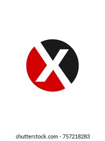 X initial circle company logo black red