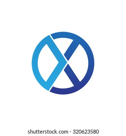 X initial circle company or XO OX logo blue