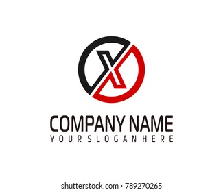 X initial circle logo template vector