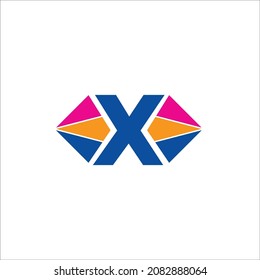 X initial colorfull ink logo vector image