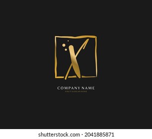 X Initial handwriting or handwritten logo for identity. Logo with signature and hand drawn style.