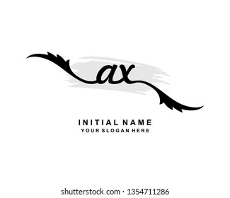 A X Initial Handwriting Logo Template
