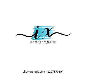 I X Initial handwriting logo vector