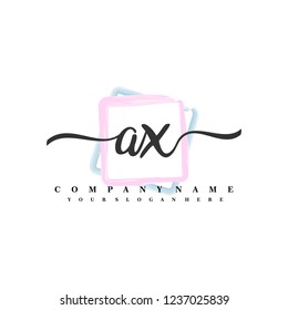 A X Initial handwriting logo vector