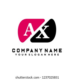 A X Initial handwriting logo vector