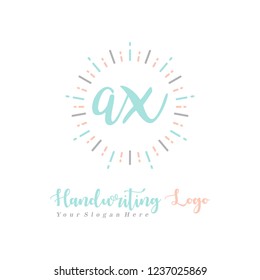 A X Initial handwriting logo vector