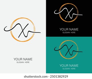 X initial handwriting and signature logo design template