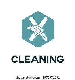 X Initial Letter Cleaning Service Simple Flat Modern Logo with Broom, Brush icon. Housecleaning, Maintenance Home Repair Business Brand. Home Clean Up Retail company 