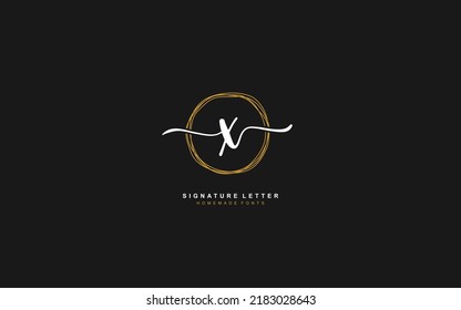 X Initial letter handwriting and  signature logo. A concept with template element.