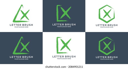 X initial letter ink brush logo for business and brand inspiration logo