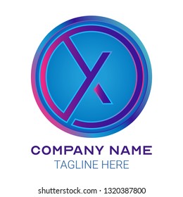 X initial letter logo design with gradient of cyan and magenta color that can be used for business company