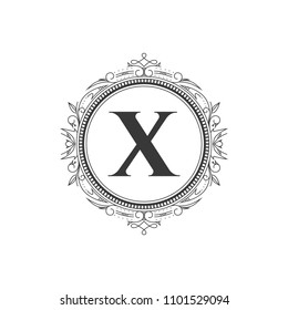 X initial letter logo template with luxury ornament