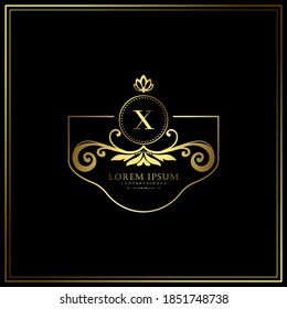 X Initial Letter Luxury Logo template in vector art for Restaurant, Royalty, Boutique, Cafe, Hotel, Heraldic, Jewelry, Fashion and other vector illustration.