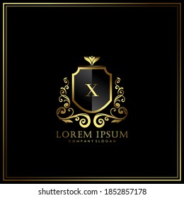 X Initial Letter Luxury Logo template in vector art for Restaurant, Royalty, Boutique, Cafe, Hotel, Heraldic, Jewelry, Fashion and other vector illustration.
