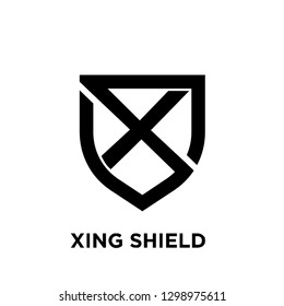 x initial letter shield logo icon designs vector illustration