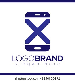 X Initial letter with Smart phone logo icon vector