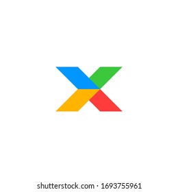 X initial logo with four colors