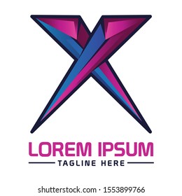 X initial logo in wonderful gradient logo, good for IT Server Bussine logo also extreme games event logo