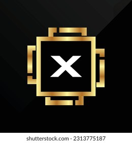 X Letra oro de lujo inicial Tipo de letra Símbolo de logotipo Icono Elegancia simple