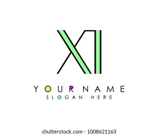 X & I initial minimalist logo template vector