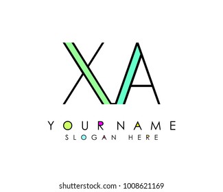 X & A initial minimalist logo template vector