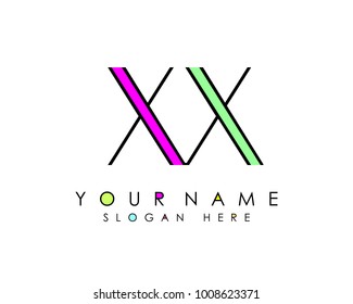 X & X initial minimalist logo template vector