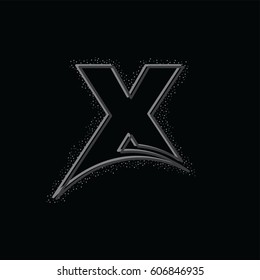 x initial neon light letter brand logo logotype - dissolve broken pieces art