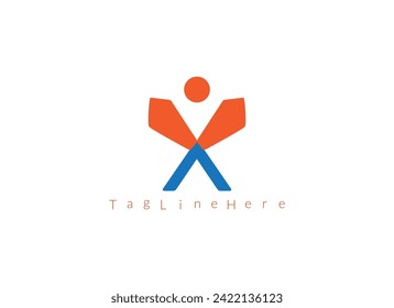  X   initial overlapping swoosh letter WITH A MANlogo white background