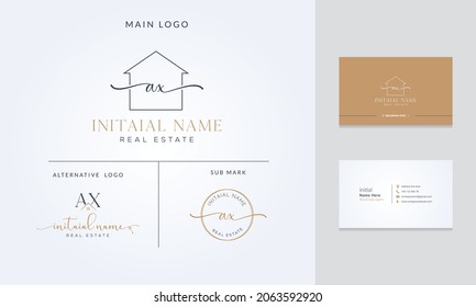 Un X inicial Inmobiliaria, Realtor, Logotipo de Construcción y Construcción. Plantilla de diseño de vectores de marca