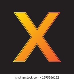 X Initial Sign Abstract Minimal Premium Orange Gradient Logo Icon Black Background Isolated