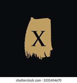 X initials gold grunge vector