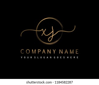 X J Initial handwriting logo vector