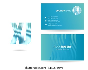 X & J waves joint logo design with business card template