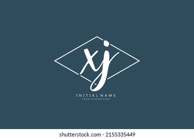 X J XJ logo, Initial lettering handwriting or handwritten for identity. Logo with signature and hand drawn style.