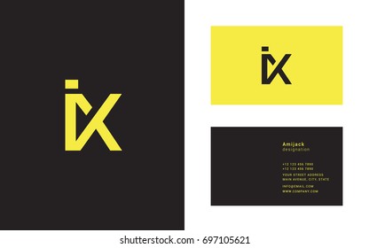 I X joint logo design letters with business card template