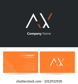 A & X joint logo line letter design with business card template