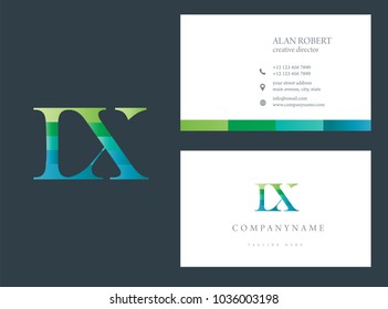 I & X joint logo multi color letter design with business card template