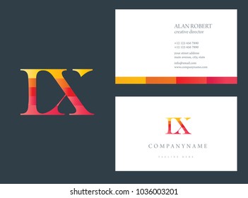 I & X joint logo multi color letter design with business card template